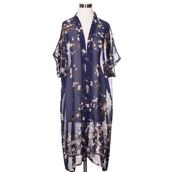 Code22 Elegant Blooming Tree Print Beach Cover Up - Picture 1 of 4